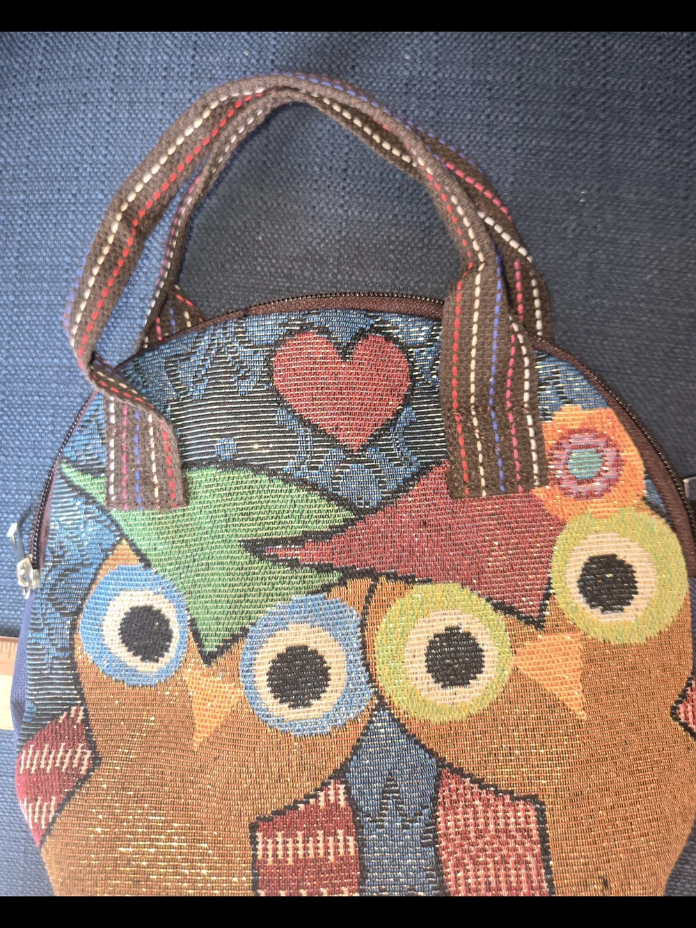 Whimsical Owl Tapestry Cosmetic Bag in Multicolor